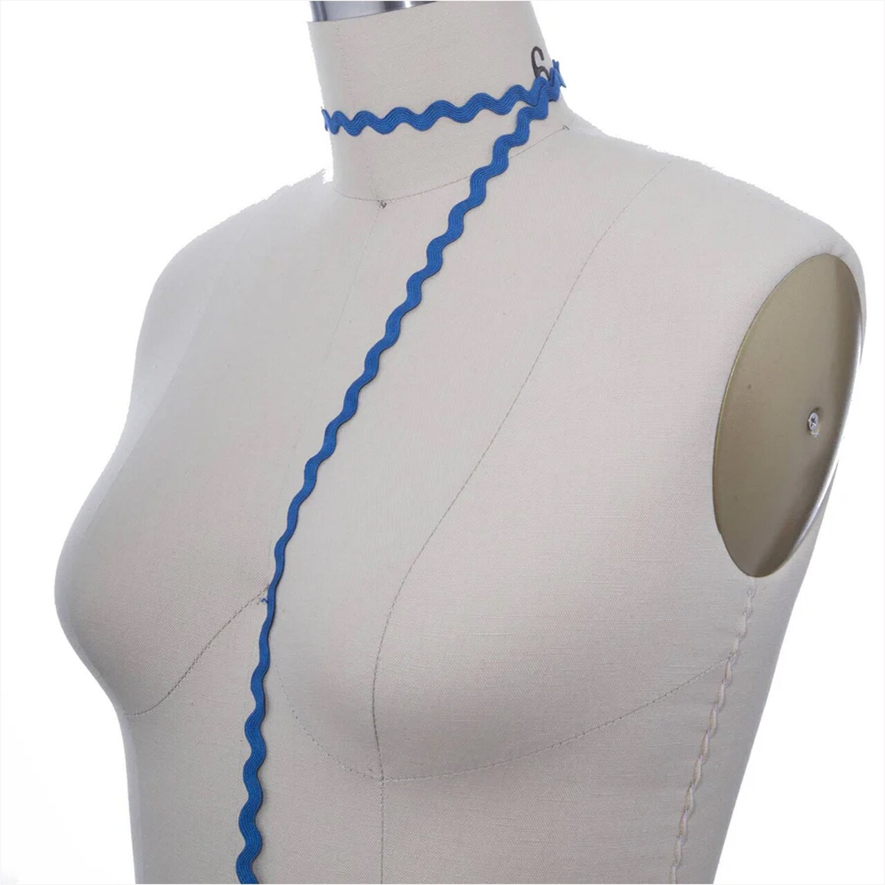 3 Yards True Blue Ric Rac Ribbon Trim Rigid Zigzag Tape on Wooden Spool